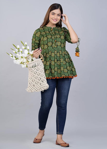Women's Cotton Floral Print Regular Wear Top