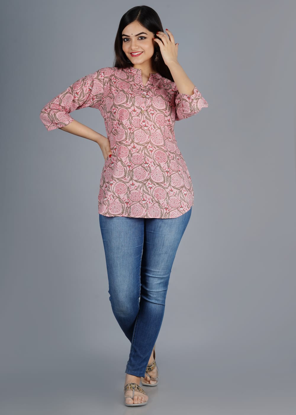 Add a Pop of Color to Your Wardrobe with Pink Jal Printed Cotton Tops