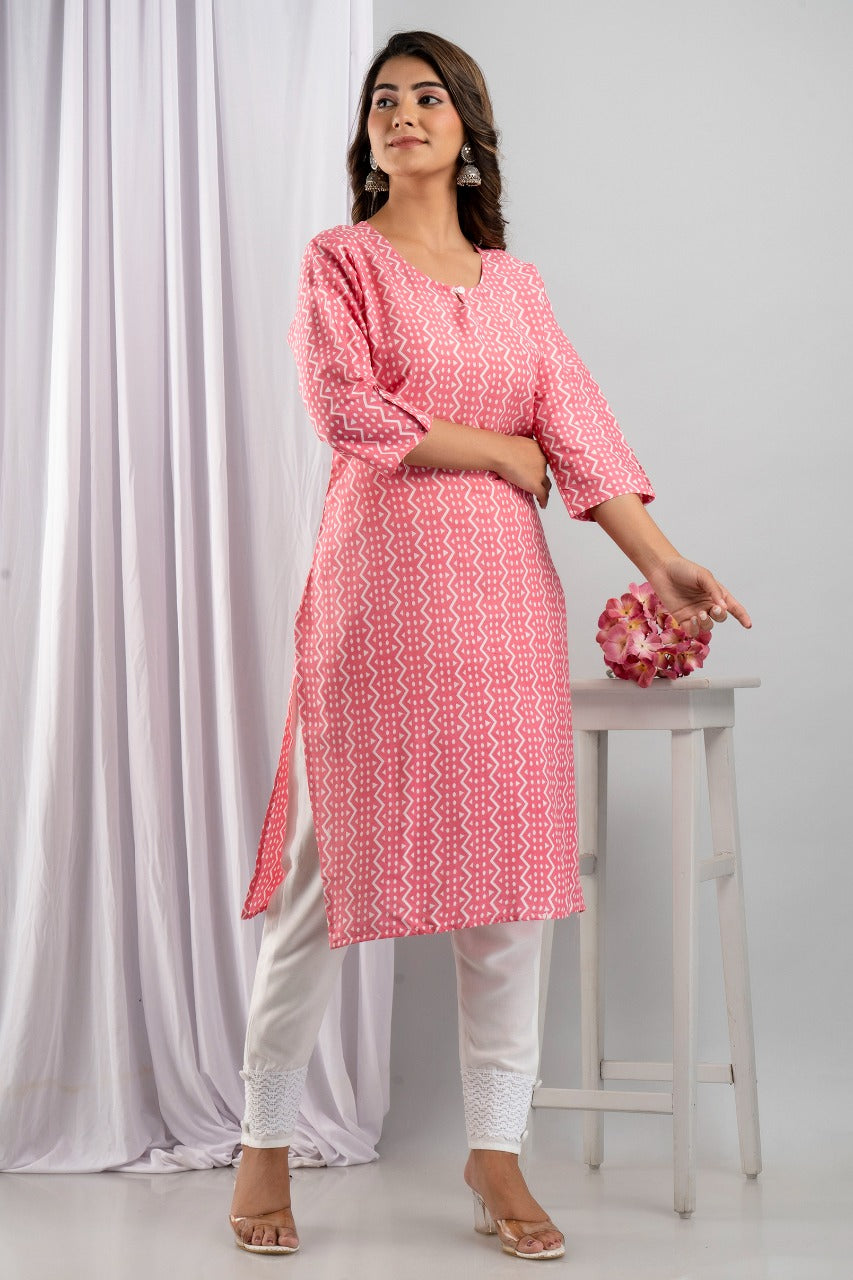 of Flaunt Your Style: Hand Block Rayon Kurti with Matching Palazzo