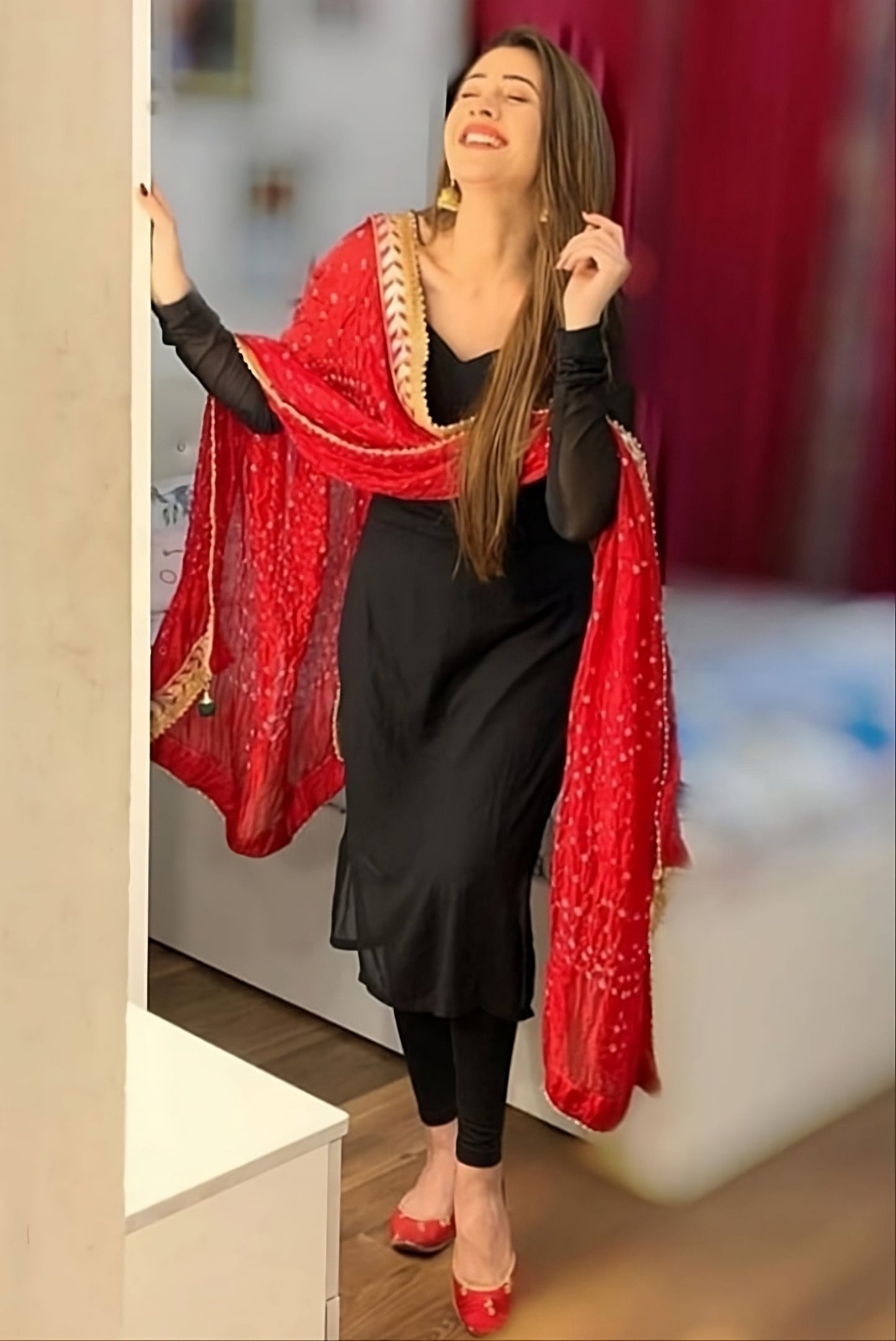 Stunning Black Rayon Kurti with Pant and Dupatta Set: A Perfect Blend of Elegance and Comfort